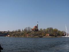 The citadel at Kastellholmen viewed from Djurgårdsfärjan ferry in Stockholm during spring