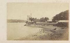 Coastal landscape with a fortified tower in England around 1850-1870