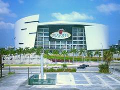 American Airlines Arena in downtown Miami, Florida at night
