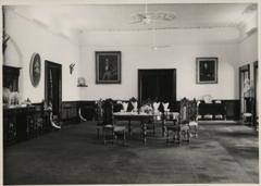 Astana Sarawak dining room in 1959 with round dining table seating 9 people