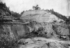 Ancient Kyrylivska archaeological site in Kyiv during excavation