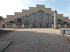 North facade of Halle Tony Garnier viewed from the entrance gate in Lyon 7e