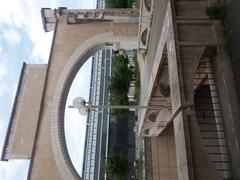 View of the old entrance of the Mouche slaughterhouses towards the north pier with Halle Tony Garnier in the background