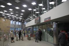 Interior view of Kutuzovskaya MCC station hall with modern design and lighting