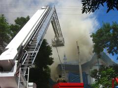 Fire at the early 20th-century Kyzyl-Tan building in Almaty, Kazakhstan