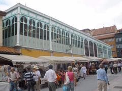 Oviedo Mercado del Fontán exterior with bustling market activity and historic architecture