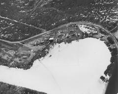 Early aerial view of Lake Hood Seaplane Base in Anchorage, Alaska