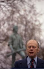 President Gerald Ford giving a speech at Lexington Green during Patriot’s Day ceremony