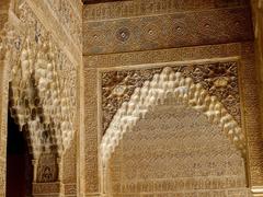 Palacio de los Leones courtyard with lion fountain at Alhambra in Granada