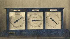 Vintage water level measuring instrument by H.Olland & Zoon with three dials labeled Zee, Kolk, Kanaal, and N.A.P.