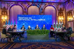 President Joe Biden hosting Artificial Intelligence meeting with leading AI experts and advocates at The Fairmont hotel in San Francisco on June 20, 2023