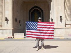 Soldier from Bravo Troop touring outside Al Faw Palace at Camp Victory in Baghdad
