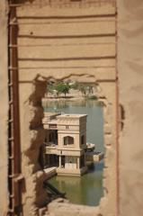 View through a bombed out hole in Al Faw Palace at Victory Base Complex Baghdad with soldiers touring