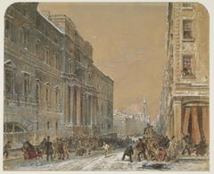 Snowball fight outside Edinburgh University in 1853