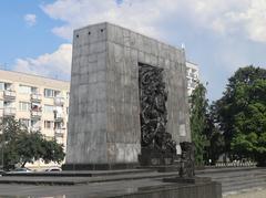 View of the Monument to the Ghetto Heroes in Warsaw from the west side