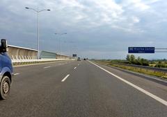 A8 highway junction Wrocław Zachód with traffic and greenery
