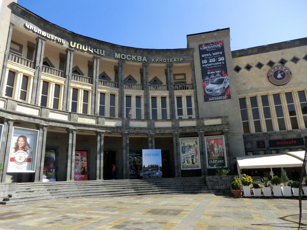 Moskva Cinema building in Yerevan under a clear blue sky