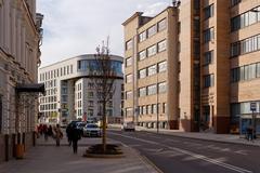 Sadovnicheskaya Street in Moscow with a music school on the left and a restructured institute/university on the right