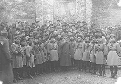 Graduates of the 1st Soviet combined military school of RKKA named after VTsIK near the Kremlin wall