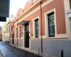 Exterior view of the Museum of Greek Folk Art Public Baths building with classical architectural features