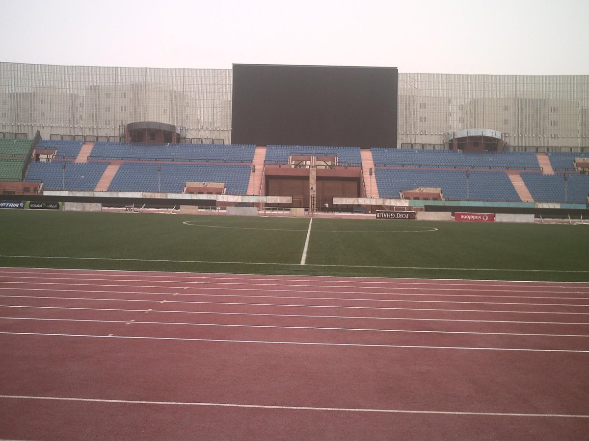Al Salam Stadium in Cairo, Egypt during a sports event with a large crowd
