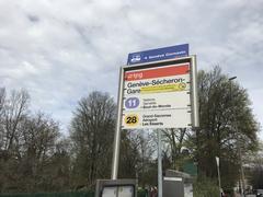 Campus des Nations Unies signboard in Geneva with greenery
