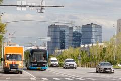 View south to Lotos buildings at the intersection of Nakhimovsky Prospect and Sevastopolsky Prospect in Moscow