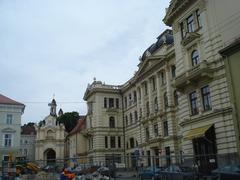 Gate of the Basilian monastery and Lithuanian National Philharmonic in Vilnius