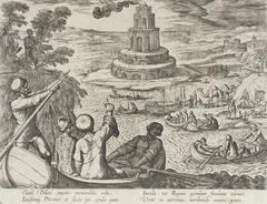Etching of the Lighthouse at Alexandria, Italy, 1610, from the Seven Wonders of the World series