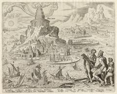 Engraving of the Lighthouse of Alexandria, second print in an eight-part series of the Seven Wonders of the Ancient World