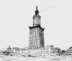 Drawing of the Pharos of Alexandria lighthouse by Prof. H. Thiersch in 1909