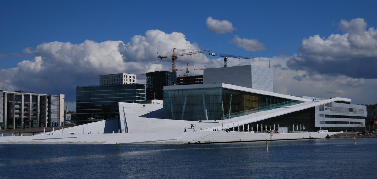New Opera building in Oslo with modern architectural design