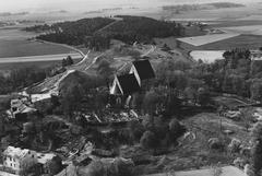 Gamla Uppsala church and burial mounds in Sweden