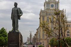 Triumfalnaya Square in Moscow with ongoing cityscape in May 2025