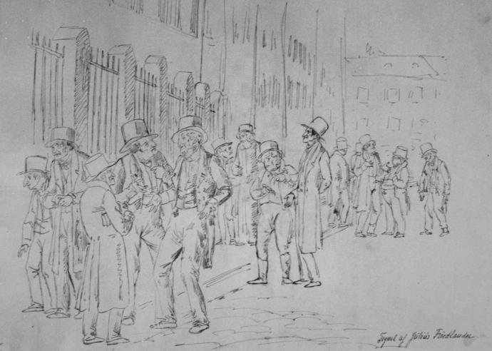 Jews outside the Synagogue in Krystalgade, Copenhagen