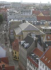 Aerial view of the synagogue in Krystalgade, Copenhagen, Denmark