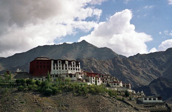 Phyang Gompa monastery in Ladakh, Kashmir with traditional architecture and mountainous backdrop