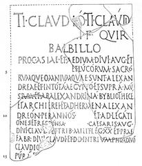 Ancient inscription about Library of Alexandria and Tiberius Claudius Babillus