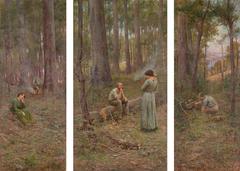 The Pioneer painting by Frederick McCubbin depicting a couple walking through the Australian bush with a wagon