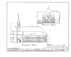 Historic Gloria Dei Church building in Philadelphia with detailed architectural elements