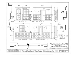 Historic Gloria Dei Church in Philadelphia architectural drawing