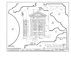 Gloria Dei Church at 929 South Water Street in Philadelphia historic architectural drawing