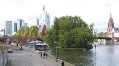 Alte Brücke in Frankfurt am Main with sandstone and steel structure spanning the Main river