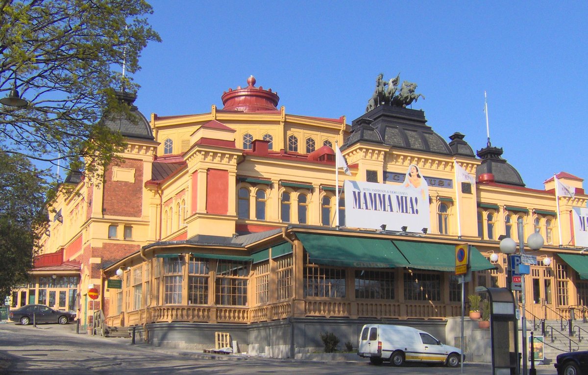 Cirkus building in Stockholm, Sweden during twilight