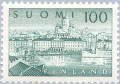 1958 Finnish postage stamp depicting Helsinki Harbour