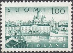 Vintage 1963 postage stamp featuring Helsinki Harbour, Finland