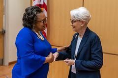 Deputy Secretary of State Wendy Sherman speaking at a recruitment event at Dillard University in New Orleans