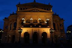 Alte Oper Frankfurt at blue hour evening sky