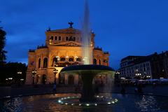 Alte Oper Frankfurt am Main illuminated at blue hour in the evening