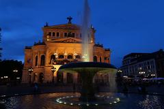 Alte Oper Frankfurt am Main illuminated at blue hour evening